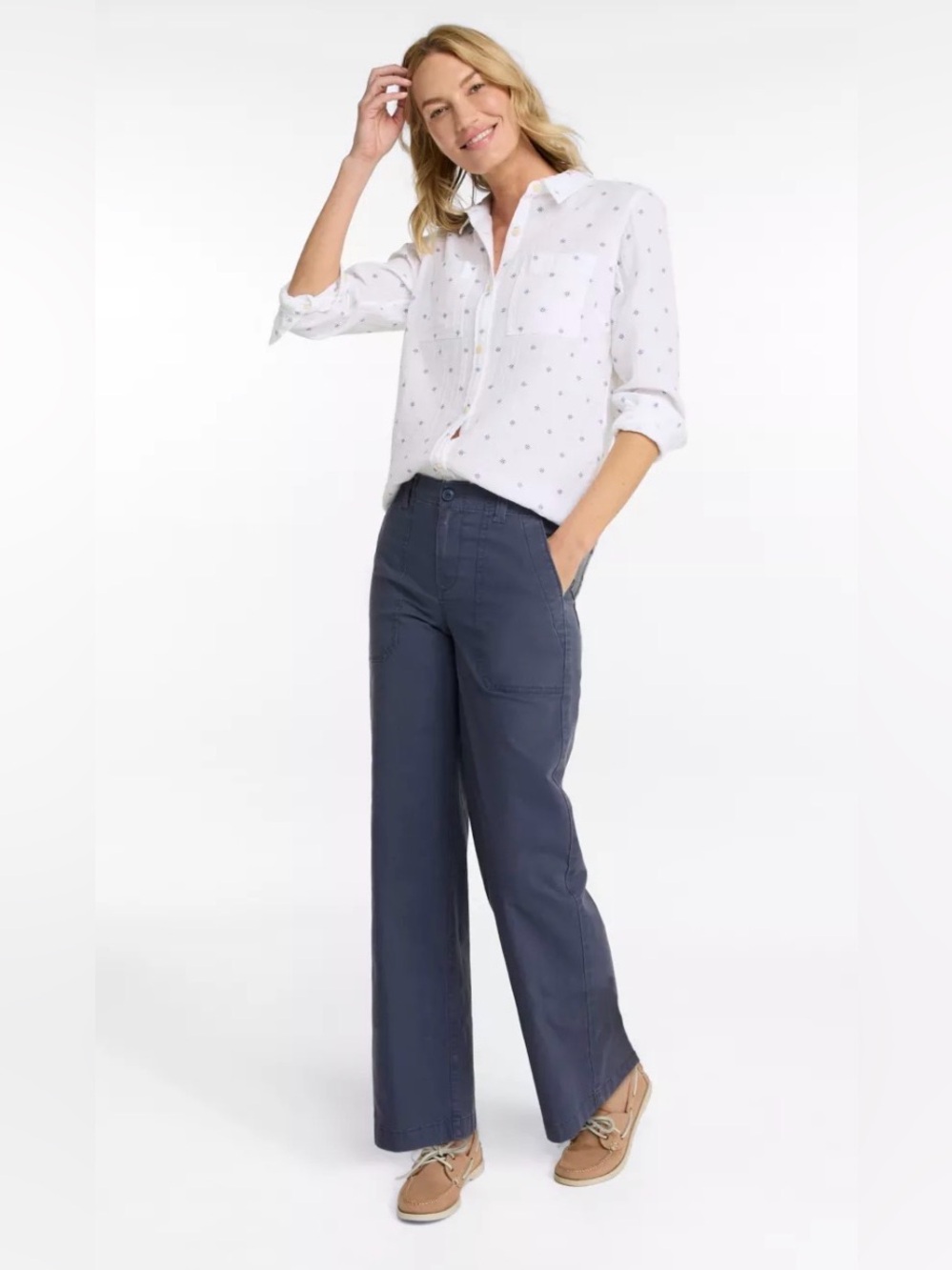L.L.Bean 207 Vintage Canvas Wide Leg High Rise Pants 16 Reg NWT